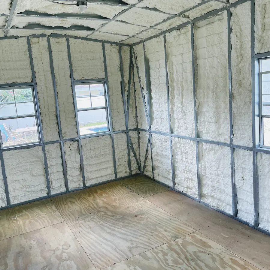 Closed-cell spray foam insulation applied to wall cavities in a residential project in Haiku-Pauwela
